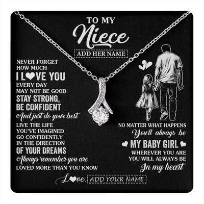Alluring Beauty Necklace 14K White Gold Finish | 1 | Personalized To My Niece Gifts From Uncle Necklace Never Forget How Much I Love You Niece Birthday Graduation Christmas Custom Gift Box Message Card | https://teecentury.