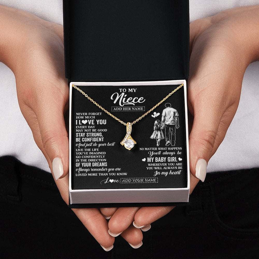 Alluring Beauty Necklace 18K Yellow Gold Finish | 2 | Personalized To My Niece Gifts From Uncle Necklace Never Forget How Much I Love You Niece Birthday Graduation Christmas Custom Gift Box Message Card | https://teecentury.
