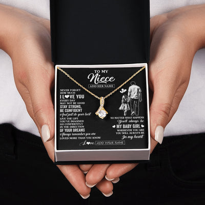 Alluring Beauty Necklace 18K Yellow Gold Finish | 2 | Personalized To My Niece Gifts From Uncle Necklace Never Forget How Much I Love You Niece Birthday Graduation Christmas Custom Gift Box Message Card | https://teecentury.