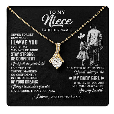 Alluring Beauty Necklace 18K Yellow Gold Finish | 1 | Personalized To My Niece Gifts From Uncle Necklace Never Forget How Much I Love You Niece Birthday Graduation Christmas Custom Gift Box Message Card | https://teecentury.