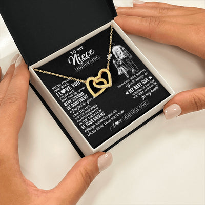 Interlocking Hearts Necklace 18K Yellow Gold Finish | 2 | Personalized To My Niece Gifts From Uncle Necklace Never Forget How Much I Love You Niece Birthday Graduation Christmas Custom Gift Box Message Card | https://teecentury.