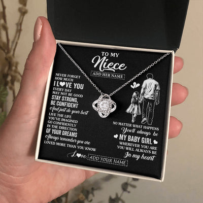 Love Knot Necklace 14K White Gold Finish | 2 | Personalized To My Niece Gifts From Uncle Necklace Never Forget How Much I Love You Niece Birthday Graduation Christmas Custom Gift Box Message Card | https://teecentury.
