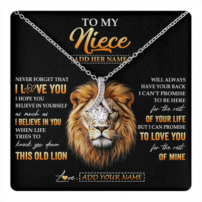 Alluring Beauty Necklace 14K White Gold Finish | 1 | Personalized To My Niece Gifts From Uncle Necklace Old Lion Love You Niece Birthday Gifts Graduation Christmas Customized Gift Box Message Card | teecentury.myshopify
