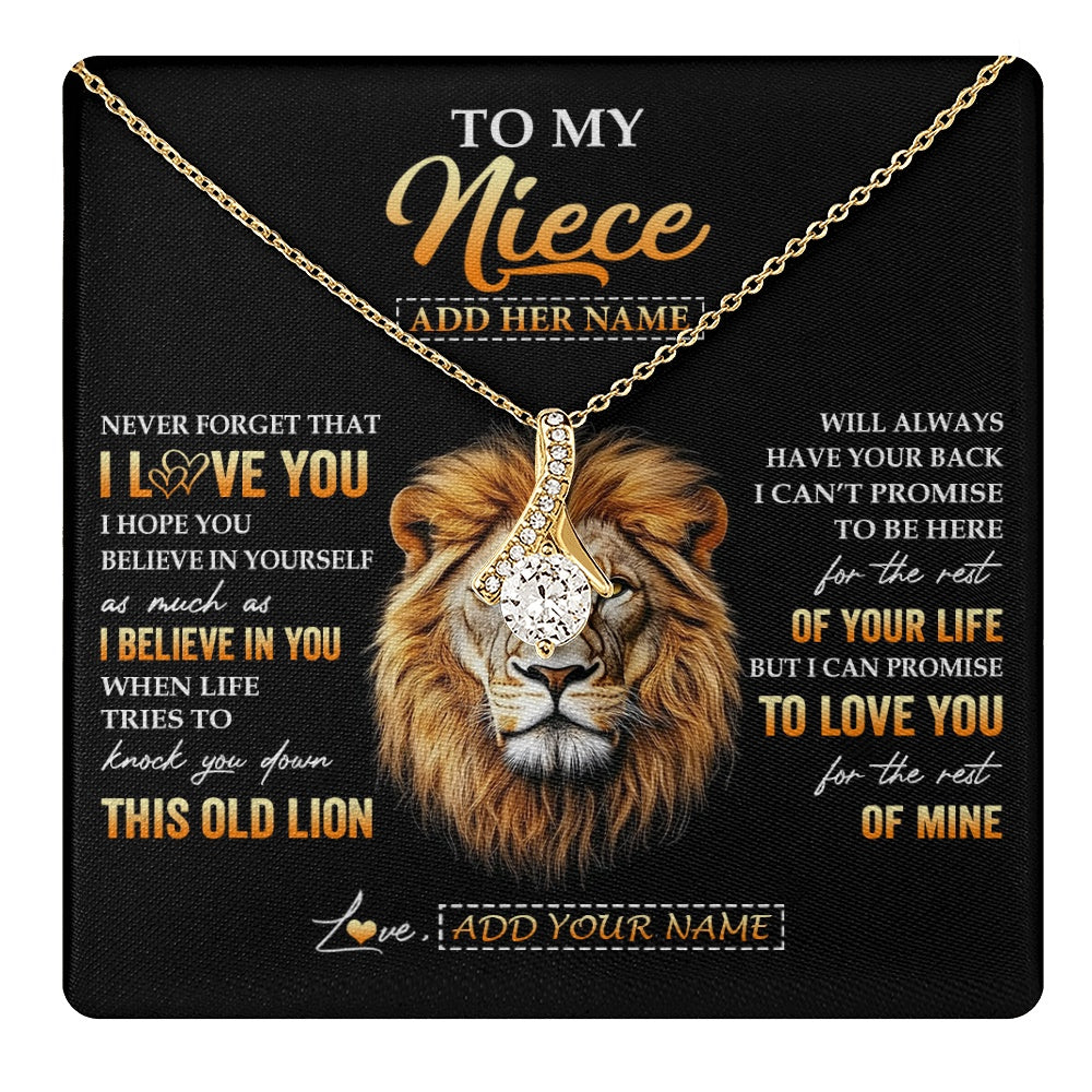 Alluring Beauty Necklace 18K Yellow Gold Finish | 1 | Personalized To My Niece Gifts From Uncle Necklace Old Lion Love You Niece Birthday Gifts Graduation Christmas Customized Gift Box Message Card | teecentury.myshopify