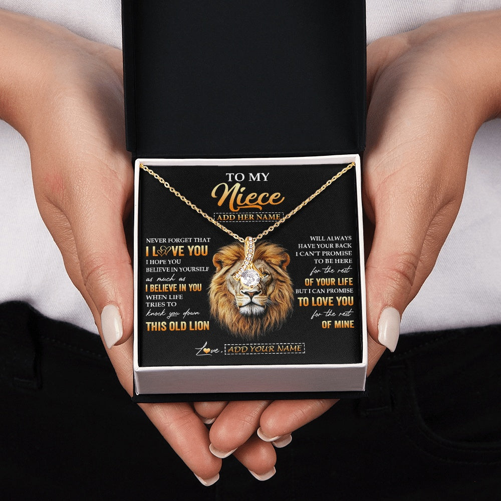 Alluring Beauty Necklace 18K Yellow Gold Finish | 2 | Personalized To My Niece Gifts From Uncle Necklace Old Lion Love You Niece Birthday Gifts Graduation Christmas Customized Gift Box Message Card | teecentury.myshopify