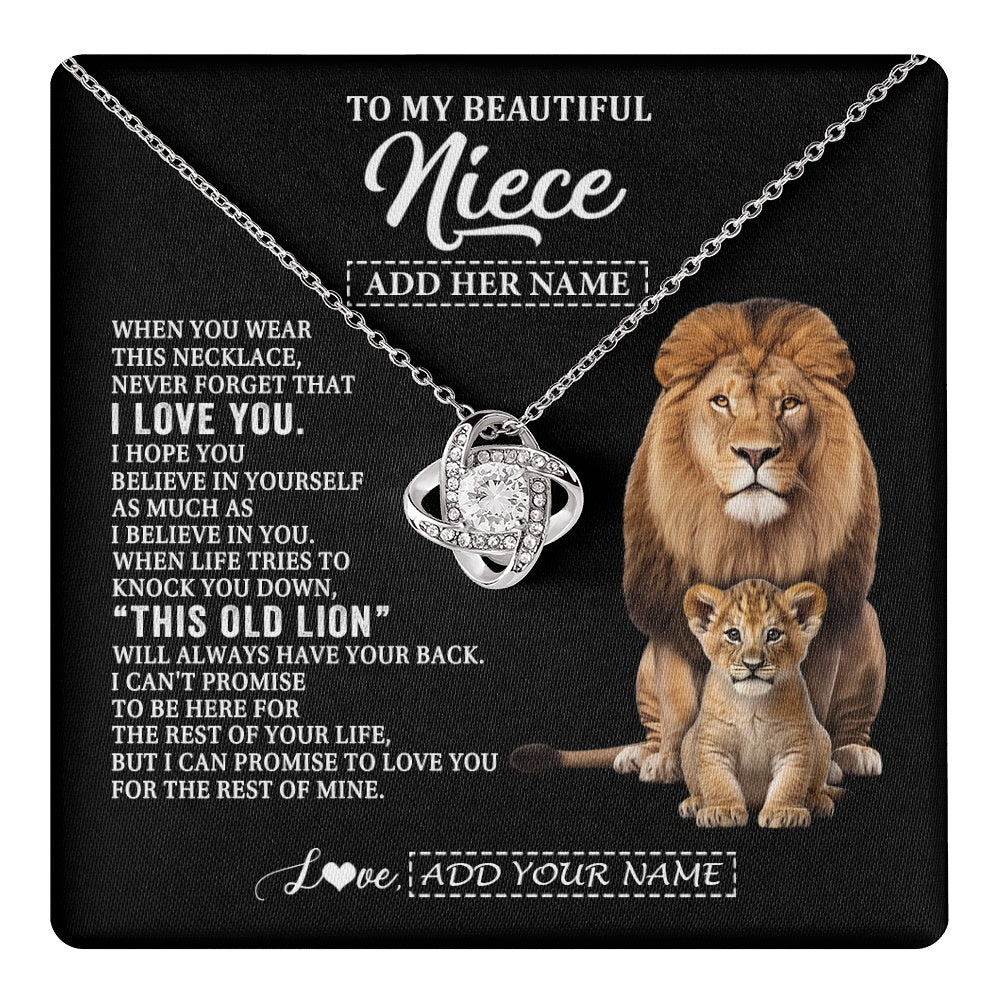 Love Knot Necklace 14K White Gold Finish | 1 | Personalized To My Niece Gifts From Uncle Necklace This Old Lion Love You Niece Birthday Gifts Graduation Christmas Jewelry Customized Gift Box Message Card | https://teecentury.