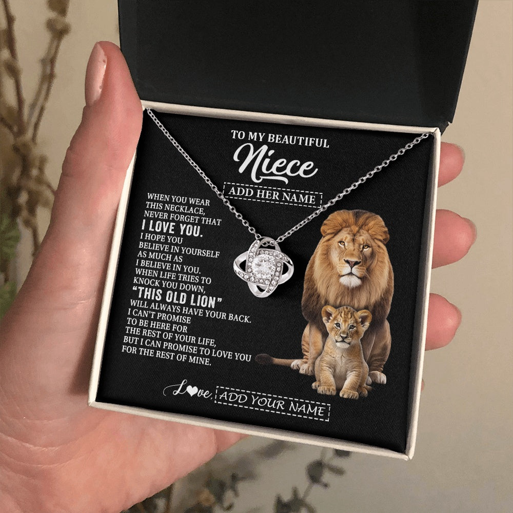 Love Knot Necklace 14K White Gold Finish | 2 | Personalized To My Niece Gifts From Uncle Necklace This Old Lion Love You Niece Birthday Gifts Graduation Christmas Jewelry Customized Gift Box Message Card | https://teecentury.