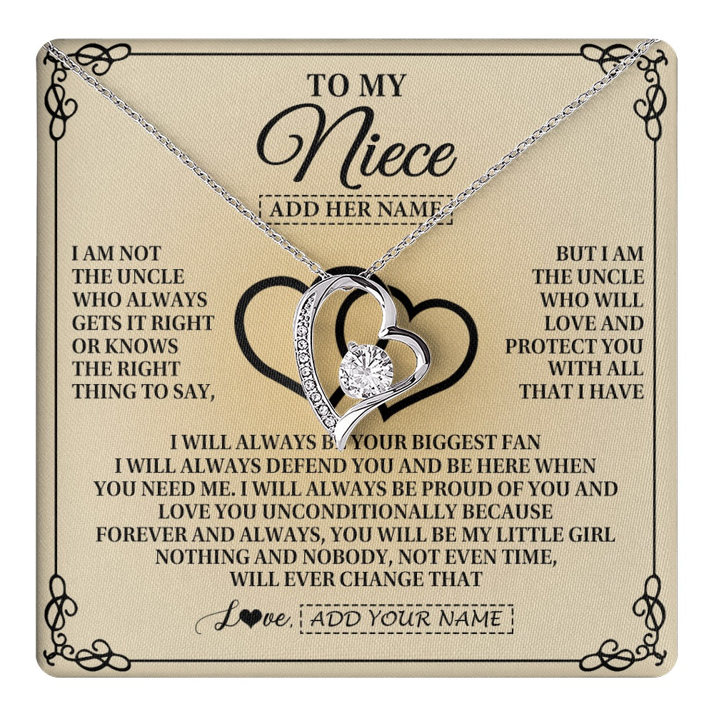 Forever Love Necklace 14K White Gold Finish | 1 | Personalized To My Niece Gifts From Uncle Niece Birthday Gifts Jewelry For Women Uncle Niece Pendant Necklace Christmas Custom Gift Box Message Card | teecentury.myshopify