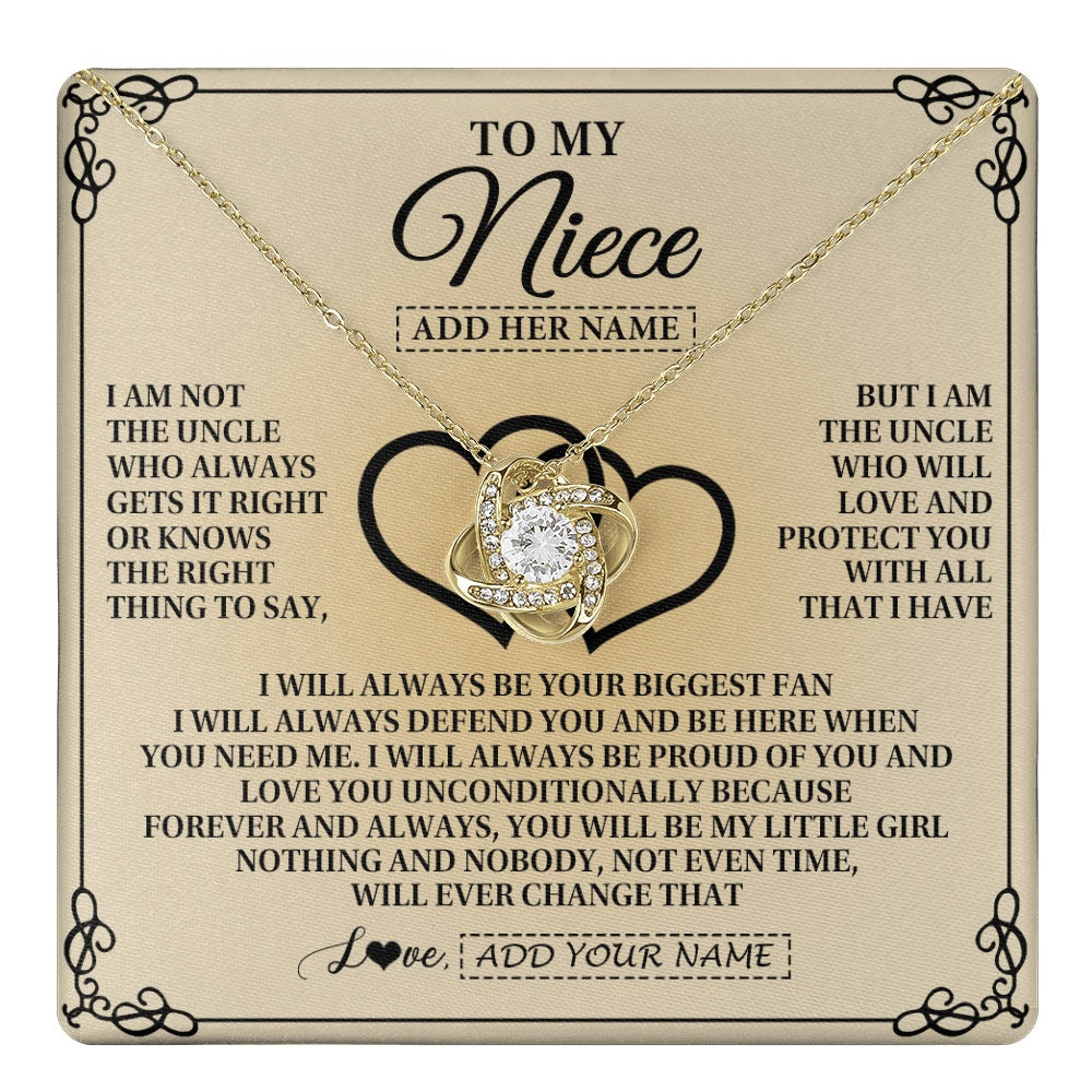 Love Knot Necklace 18K Yellow Gold Finish | 1 | Personalized To My Niece Gifts From Uncle Niece Birthday Gifts Jewelry For Women Uncle Niece Pendant Necklace Christmas Custom Gift Box Message Card | teecentury.myshopify
