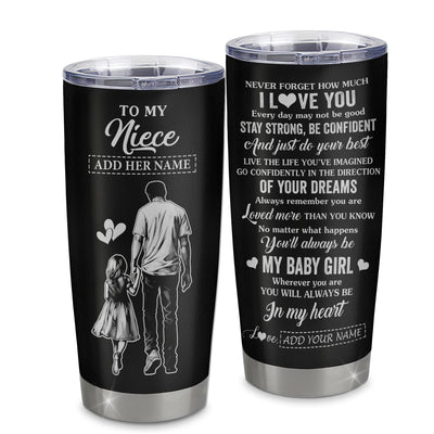 Personalized To My Niece Gifts From Uncle Tumbler Never Forget How Much I Love You Niece Birthday Graduation Christmas Gift Custom Stainless Steel Travel Mug | teecentury