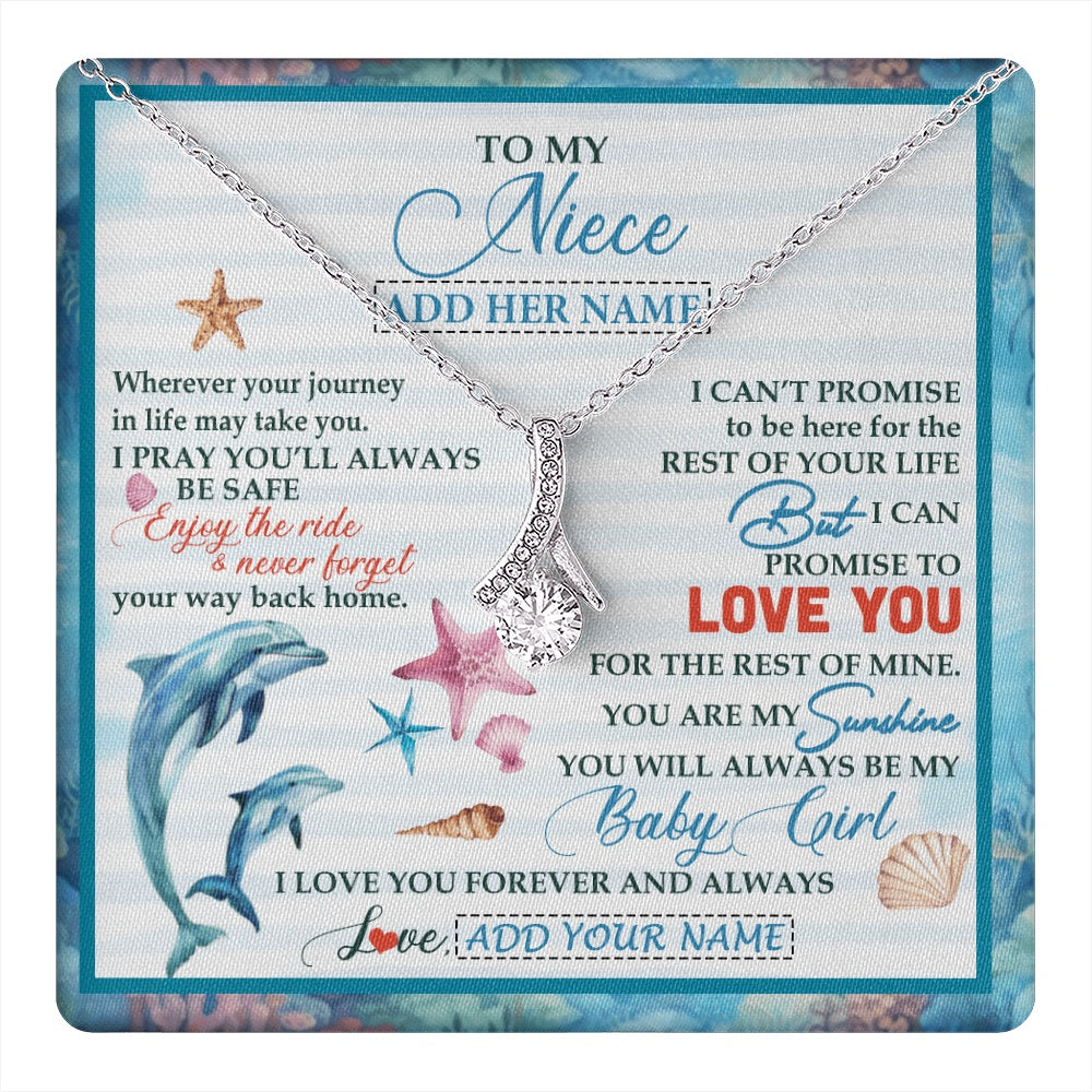 Alluring Beauty Necklace 14K White Gold Finish | 1 | Personalized To My Niece Gifts Necklace Dolphin From Aunt Uncle My Sunshine Jewelry For Niece Birthday Gift Christmas Graduation Custom Gift Box Message Card | https://teecentury.