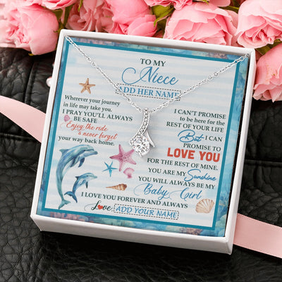 Alluring Beauty Necklace 14K White Gold Finish | 2 | Personalized To My Niece Gifts Necklace Dolphin From Aunt Uncle My Sunshine Jewelry For Niece Birthday Gift Christmas Graduation Custom Gift Box Message Card | https://teecentury.