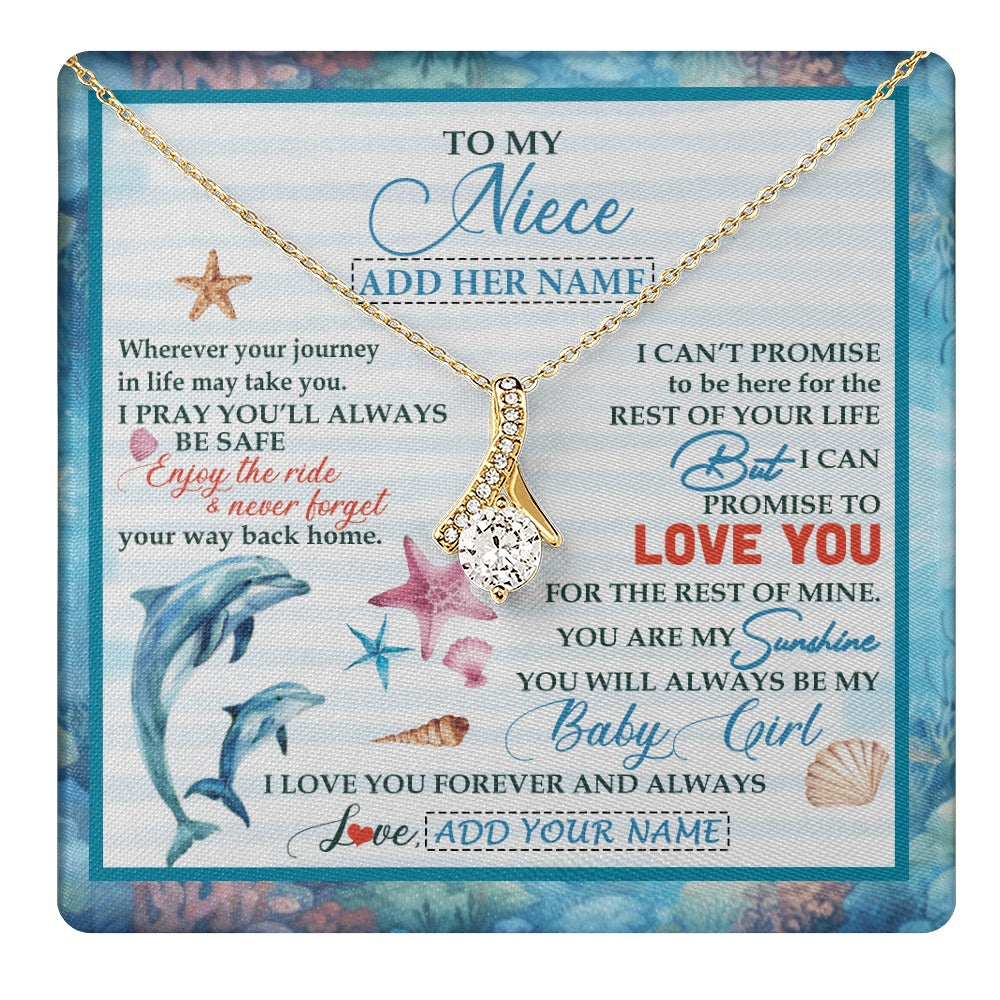 Alluring Beauty Necklace 18K Yellow Gold Finish | 1 | Personalized To My Niece Gifts Necklace Dolphin From Aunt Uncle My Sunshine Jewelry For Niece Birthday Gift Christmas Graduation Custom Gift Box Message Card | https://teecentury.