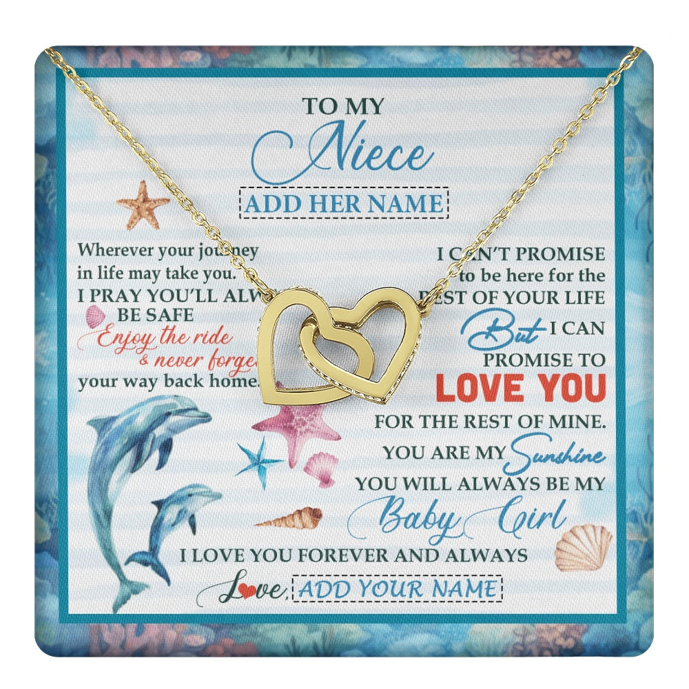 Interlocking Hearts Necklace 18K Yellow Gold Finish | 1 | Personalized To My Niece Gifts Necklace Dolphin From Aunt Uncle My Sunshine Jewelry For Niece Birthday Gift Christmas Graduation Custom Gift Box Message Card | https://teecentury.