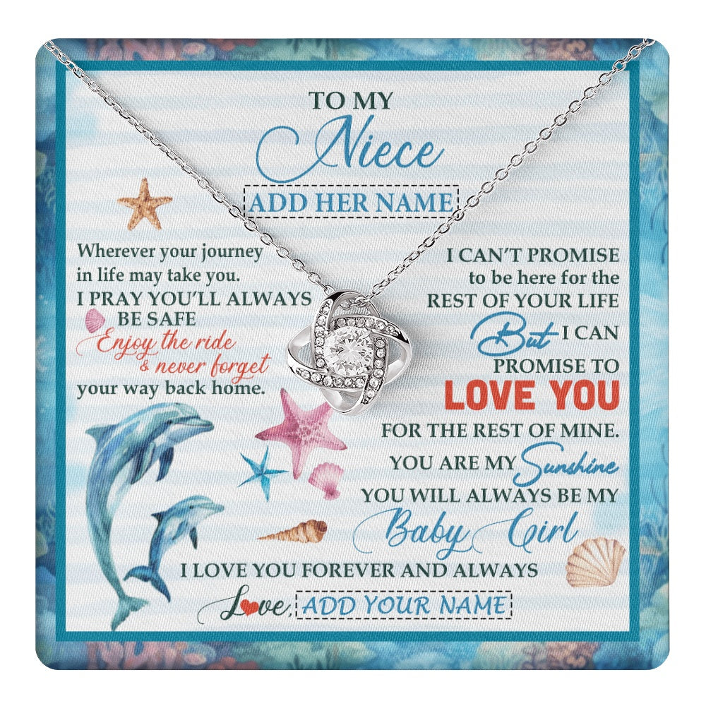 Love Knot Necklace 14K White Gold Finish | 1 | Personalized To My Niece Gifts Necklace Dolphin From Aunt Uncle My Sunshine Jewelry For Niece Birthday Gift Christmas Graduation Custom Gift Box Message Card | https://teecentury.