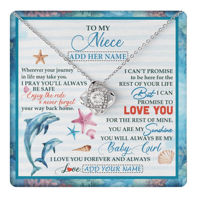 Love Knot Necklace 14K White Gold Finish | 1 | Personalized To My Niece Gifts Necklace Dolphin From Aunt Uncle My Sunshine Jewelry For Niece Birthday Gift Christmas Graduation Custom Gift Box Message Card | https://teecentury.