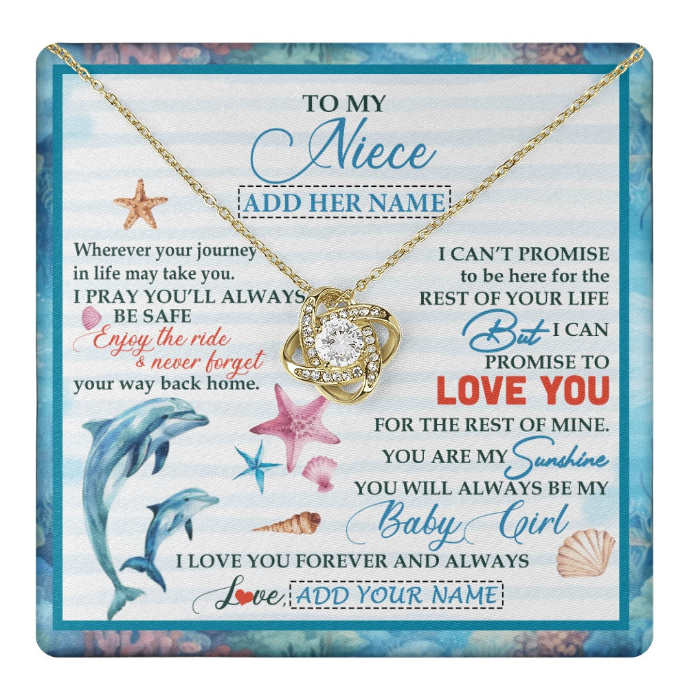 Love Knot Necklace 18K Yellow Gold Finish | 1 | Personalized To My Niece Gifts Necklace Dolphin From Aunt Uncle My Sunshine Jewelry For Niece Birthday Gift Christmas Graduation Custom Gift Box Message Card | https://teecentury.
