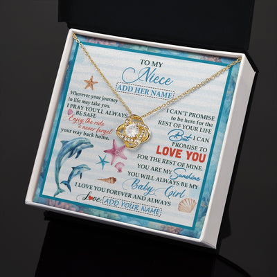 Love Knot Necklace 18K Yellow Gold Finish | 2 | Personalized To My Niece Gifts Necklace Dolphin From Aunt Uncle My Sunshine Jewelry For Niece Birthday Gift Christmas Graduation Custom Gift Box Message Card | https://teecentury.