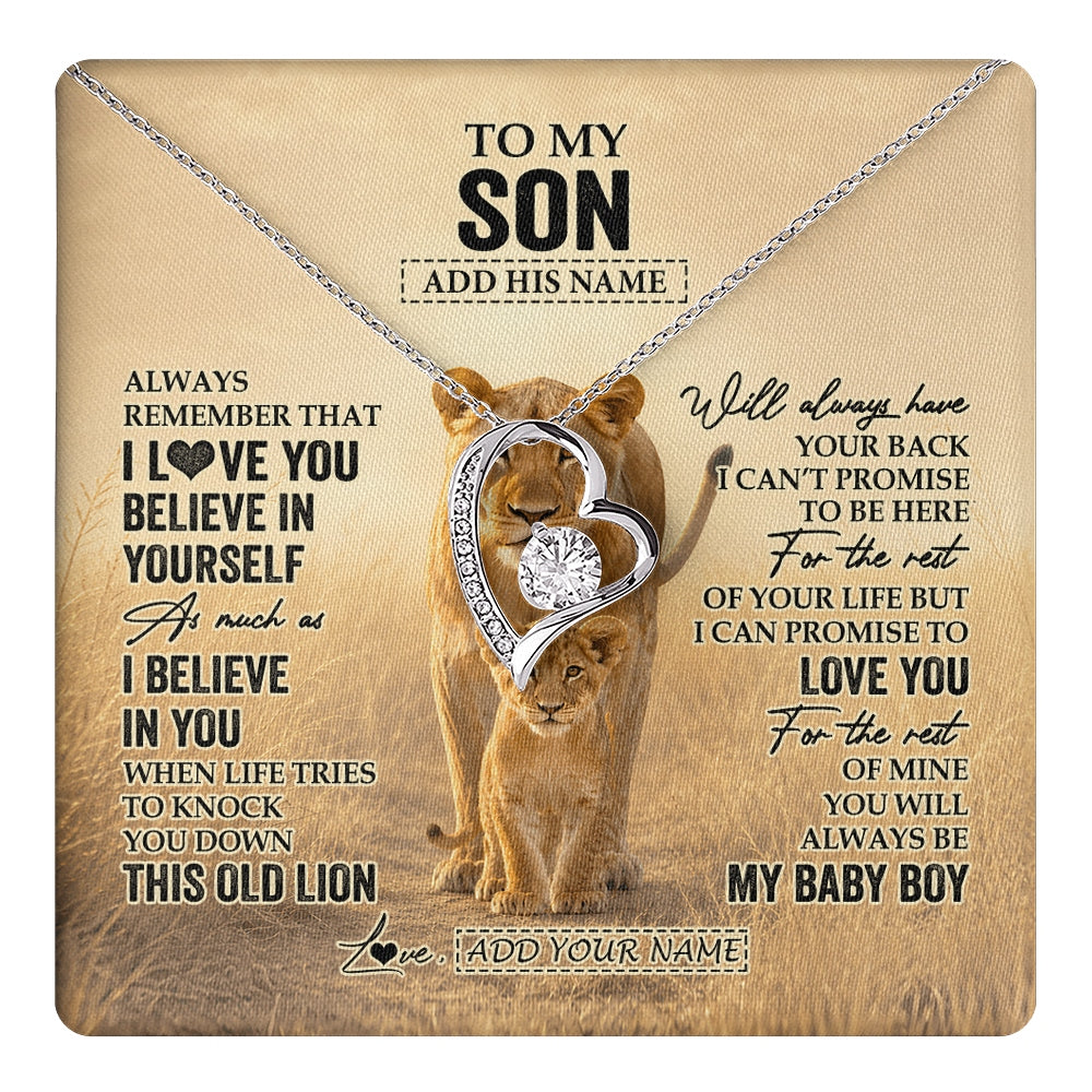 Forever Love Necklace 14K White Gold Finish | 1 | Personalized To My Niece Gifts Necklace From Aunt Auntie Always Remember Lion Gifts For Niece Birthday Graduation Christmas Custom Gift Box Message Card | https://teecentury.