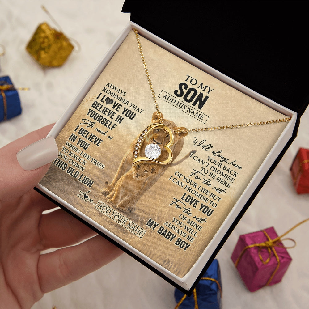Forever Love Necklace 18K Yellow Gold Finish | 2 | Personalized To My Niece Gifts Necklace From Aunt Auntie Always Remember Lion Gifts For Niece Birthday Graduation Christmas Custom Gift Box Message Card | https://teecentury.