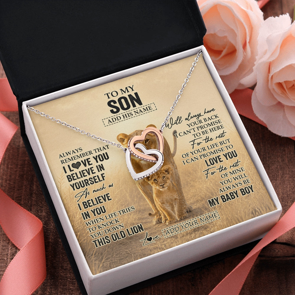 Interlocking Hearts Necklace Stainless Steel & Rose Gold Finish | 2 | Personalized To My Niece Gifts Necklace From Aunt Auntie Always Remember Lion Gifts For Niece Birthday Graduation Christmas Custom Gift Box Message Card | https://teecentury.