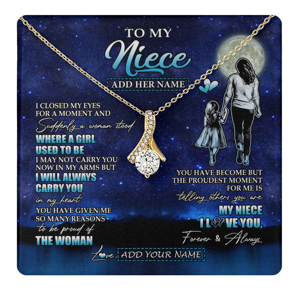 Alluring Beauty Necklace 18K Yellow Gold Finish | 1 | Personalized To My Niece Gifts Necklace From Aunt Auntie I Closed My Eyes For A Moment Niece Birthday Graduation Christmas Customized Gift Box Message Card | teecentury.myshopify