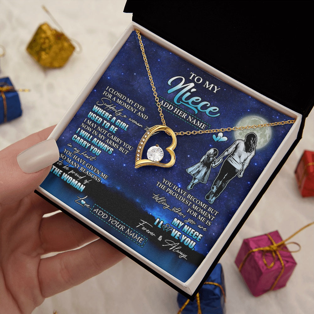 Forever Love Necklace 18K Yellow Gold Finish | 2 | Personalized To My Niece Gifts Necklace From Aunt Auntie I Closed My Eyes For A Moment Niece Birthday Graduation Christmas Customized Gift Box Message Card | teecentury.myshopify