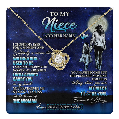 Love Knot Necklace 18K Yellow Gold Finish | 1 | Personalized To My Niece Gifts Necklace From Aunt Auntie I Closed My Eyes For A Moment Niece Birthday Graduation Christmas Customized Gift Box Message Card | teecentury.myshopify
