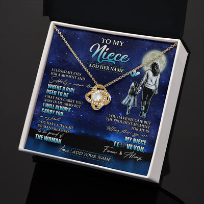 Love Knot Necklace 18K Yellow Gold Finish | 2 | Personalized To My Niece Gifts Necklace From Aunt Auntie I Closed My Eyes For A Moment Niece Birthday Graduation Christmas Customized Gift Box Message Card | teecentury.myshopify