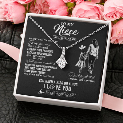 Alluring Beauty Necklace 14K White Gold Finish | 2 | Personalized To My Niece Gifts Necklace From Aunt Auntie My Only Wish For You Niece Birthday Gifts Graduation Christmas Customized Gift Box Message Card | teecentury.myshopify