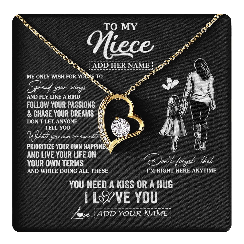 Forever Love Necklace 18K Yellow Gold Finish | 1 | Personalized To My Niece Gifts Necklace From Aunt Auntie My Only Wish For You Niece Birthday Gifts Graduation Christmas Customized Gift Box Message Card | teecentury.myshopify