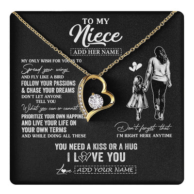 Forever Love Necklace 18K Yellow Gold Finish | 1 | Personalized To My Niece Gifts Necklace From Aunt Auntie My Only Wish For You Niece Birthday Gifts Graduation Christmas Customized Gift Box Message Card | teecentury.myshopify
