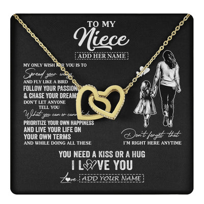 Interlocking Hearts Necklace 18K Yellow Gold Finish | 1 | Personalized To My Niece Gifts Necklace From Aunt Auntie My Only Wish For You Niece Birthday Gifts Graduation Christmas Customized Gift Box Message Card | teecentury.myshopify