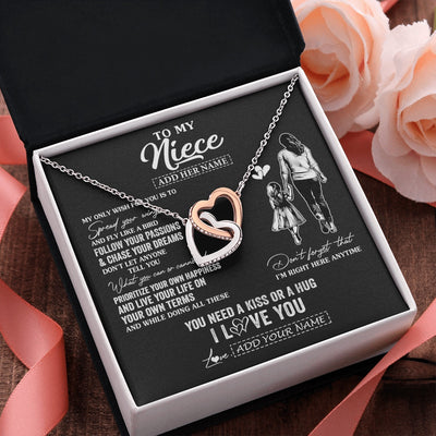 Interlocking Hearts Necklace Stainless Steel & Rose Gold Finish | 2 | Personalized To My Niece Gifts Necklace From Aunt Auntie My Only Wish For You Niece Birthday Gifts Graduation Christmas Customized Gift Box Message Card | teecentury.myshopify