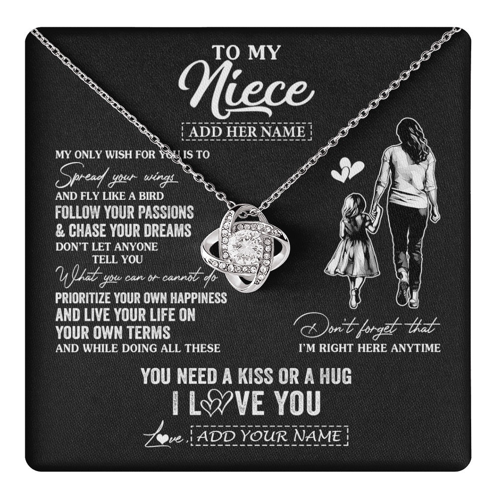 Love Knot Necklace 14K White Gold Finish | 1 | Personalized To My Niece Gifts Necklace From Aunt Auntie My Only Wish For You Niece Birthday Gifts Graduation Christmas Customized Gift Box Message Card | teecentury.myshopify