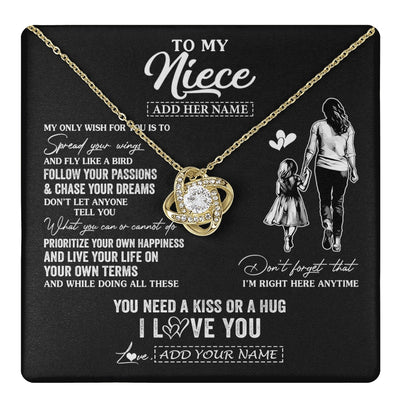 Love Knot Necklace 18K Yellow Gold Finish | 1 | Personalized To My Niece Gifts Necklace From Aunt Auntie My Only Wish For You Niece Birthday Gifts Graduation Christmas Customized Gift Box Message Card | teecentury.myshopify