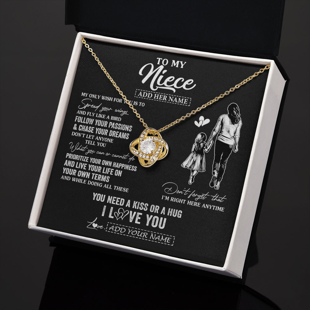 Love Knot Necklace 18K Yellow Gold Finish | 2 | Personalized To My Niece Gifts Necklace From Aunt Auntie My Only Wish For You Niece Birthday Gifts Graduation Christmas Customized Gift Box Message Card | teecentury.myshopify