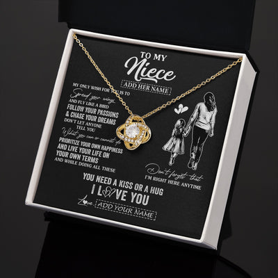 Love Knot Necklace 18K Yellow Gold Finish | 2 | Personalized To My Niece Gifts Necklace From Aunt Auntie My Only Wish For You Niece Birthday Gifts Graduation Christmas Customized Gift Box Message Card | teecentury.myshopify
