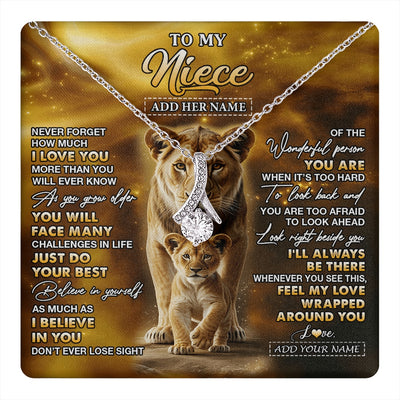 Alluring Beauty Necklace 14K White Gold Finish | 1 | Personalized To My Niece Gifts Necklace From Aunt Auntie Never Forget How Much I Love You Lion Niece Birthday Gifts Christmas Custom Gift Box Message Card | https://teecentury.