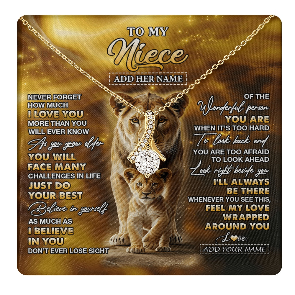 Alluring Beauty Necklace 18K Yellow Gold Finish | 1 | Personalized To My Niece Gifts Necklace From Aunt Auntie Never Forget How Much I Love You Lion Niece Birthday Gifts Christmas Custom Gift Box Message Card | https://teecentury.