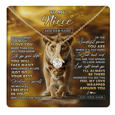 Alluring Beauty Necklace 18K Yellow Gold Finish | 1 | Personalized To My Niece Gifts Necklace From Aunt Auntie Never Forget How Much I Love You Lion Niece Birthday Gifts Christmas Custom Gift Box Message Card | https://teecentury.