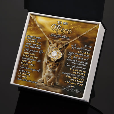 Love Knot Necklace 18K Yellow Gold Finish | 2 | Personalized To My Niece Gifts Necklace From Aunt Auntie Never Forget How Much I Love You Lion Niece Birthday Gifts Christmas Custom Gift Box Message Card | https://teecentury.