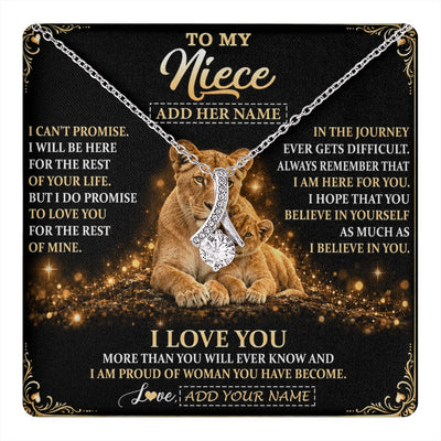 Alluring Beauty Necklace 14K White Gold Finish | 1 | Personalized To My Niece Gifts Necklace From Aunt Auntie To Niece Birthday Gifts Love You Forever Lion Graduation Christmas Custom Gift Box Message Card | https://teecentury.