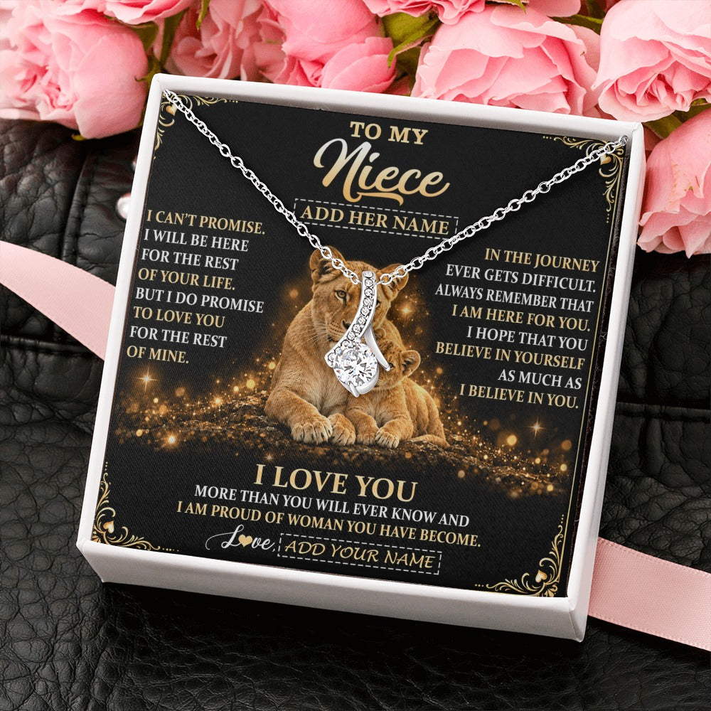 Alluring Beauty Necklace 14K White Gold Finish | 2 | Personalized To My Niece Gifts Necklace From Aunt Auntie To Niece Birthday Gifts Love You Forever Lion Graduation Christmas Custom Gift Box Message Card | https://teecentury.