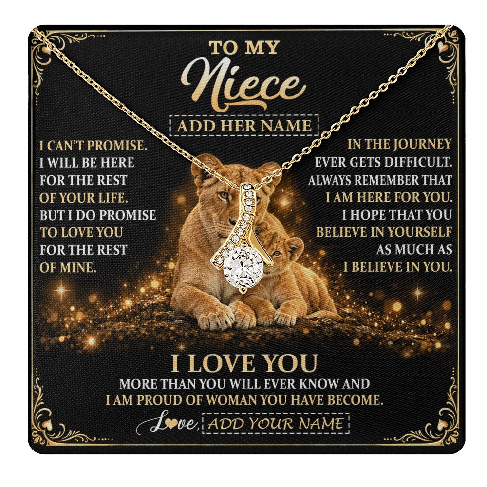 Alluring Beauty Necklace 18K Yellow Gold Finish | 1 | Personalized To My Niece Gifts Necklace From Aunt Auntie To Niece Birthday Gifts Love You Forever Lion Graduation Christmas Custom Gift Box Message Card | https://teecentury.