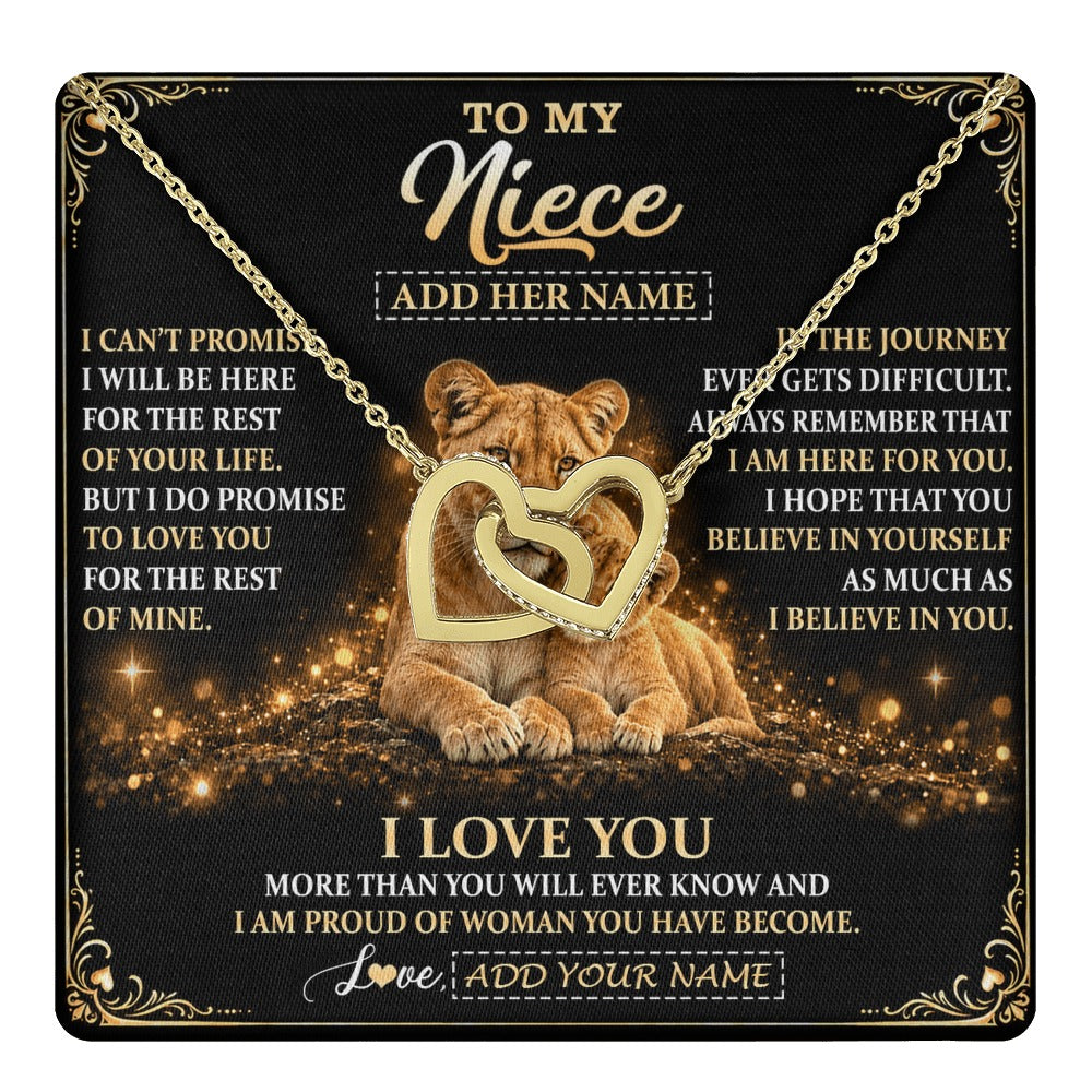 Interlocking Hearts Necklace 18K Yellow Gold Finish | 1 | Personalized To My Niece Gifts Necklace From Aunt Auntie To Niece Birthday Gifts Love You Forever Lion Graduation Christmas Custom Gift Box Message Card | https://teecentury.