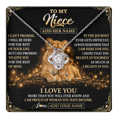 Love Knot Necklace 14K White Gold Finish | 1 | Personalized To My Niece Gifts Necklace From Aunt Auntie To Niece Birthday Gifts Love You Forever Lion Graduation Christmas Custom Gift Box Message Card | https://teecentury.