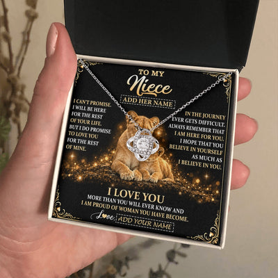 Love Knot Necklace 14K White Gold Finish | 2 | Personalized To My Niece Gifts Necklace From Aunt Auntie To Niece Birthday Gifts Love You Forever Lion Graduation Christmas Custom Gift Box Message Card | https://teecentury.