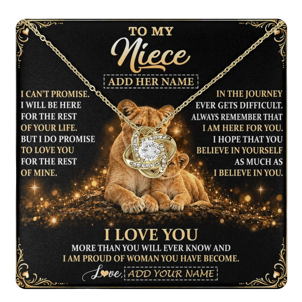 Love Knot Necklace 18K Yellow Gold Finish | 1 | Personalized To My Niece Gifts Necklace From Aunt Auntie To Niece Birthday Gifts Love You Forever Lion Graduation Christmas Custom Gift Box Message Card | https://teecentury.