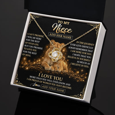 Love Knot Necklace 18K Yellow Gold Finish | 2 | Personalized To My Niece Gifts Necklace From Aunt Auntie To Niece Birthday Gifts Love You Forever Lion Graduation Christmas Custom Gift Box Message Card | https://teecentury.